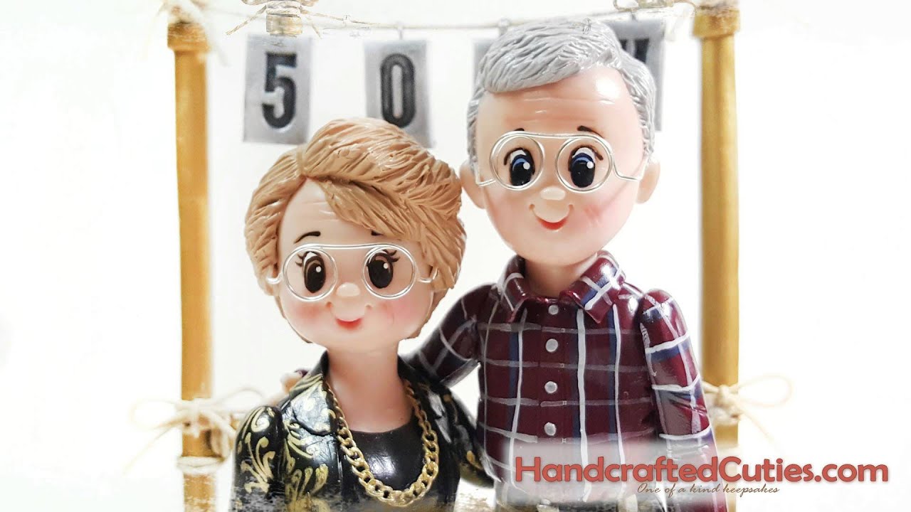 Golden Anniversary Cake Topper