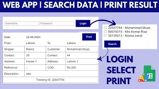 WEB APP Google Sheets | Search Data | Print Result | Delivery Slips Print | B26