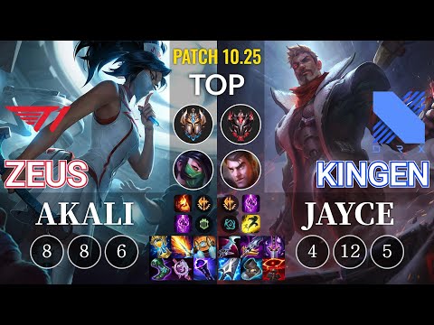T1 Zeus Akali vs DRX Kingen Jayce Top - KR Patch 10.25