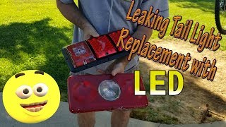 Motorhome Tail Light Replacement with LED || Leaking Tail Lights ||  Repair water leaking tail light