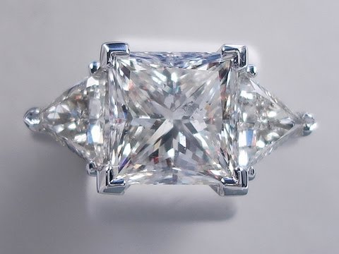 5.68 ctw Princess Cut H SI1 Diamond Engagement Ring - BigDiamondsUSA