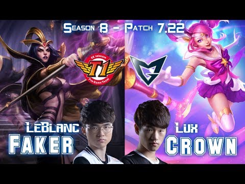 SKT T1 Faker LEBLANC vs SSG Crown LUX Mid - Patch 7.22 KR Ranked