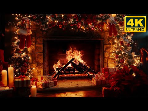 Weihnachtskamin 4K 🔥 Brennender Kamin und knisterndes Feuer (keine Musik)