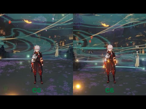 Kazuha CO vs C6 Elemental Burst Animation Comparison Genshin impact