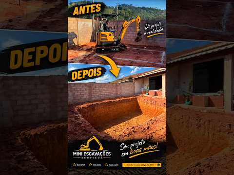 Mais um serviço de escavação para instalação de piscina concluído! #miniescavadeira #mg