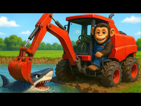 Wheel Theft Incident, Smart Monkey Farmer Gets Back Wheel At Shark Lake - Farm Work | Cobby Farm