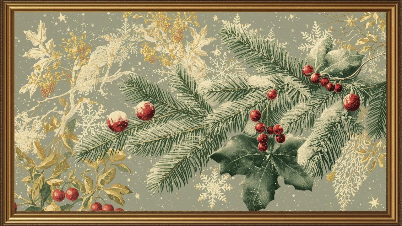 Christmas Pine and Holly - Screensaver - Wallpaper - Frame Art - 4K - TV Art