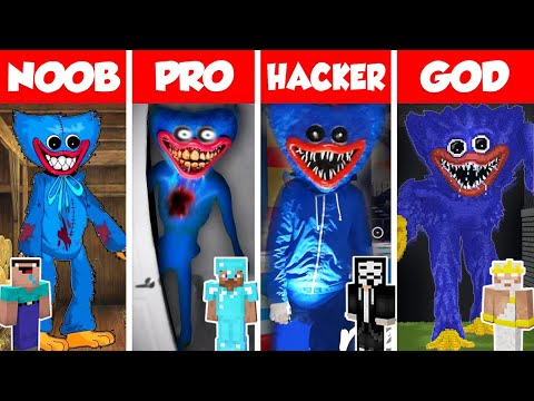 WiederDude - HUGGY WUGGY POPPY PLAYTIME HOUSE BUILD CHALLENGE - NOOB vs PRO vs HACKER vs GOD Minecraft Animation