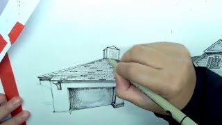 TIME LAPSE B&W custom house drawing