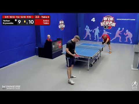 22:00 Криворотько Евгений 2-3 Ёлкин Антон  стол 4  ЮГ-5  05.08.22