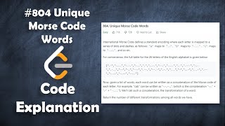 YouTube video 'Unique Morse Code Words | Live Coding with Explanation | Leetcode #804'