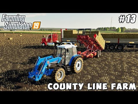 Baling 322 bales of straw | Farming on County Line Farm | Farming simulator 19 | Timelapse #13
