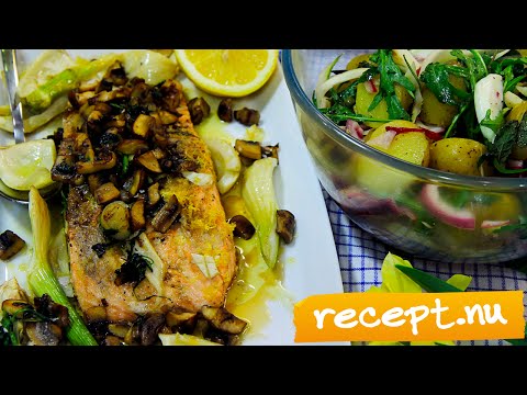 Mitt kök: Ugnsbakad lax med svamp och potatissallad - TV4