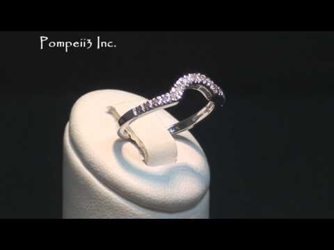 Pompeii3 Inc. 1/4CT Stackable Diamond Wedding Curved Notched Guard Ring 14K White Gold