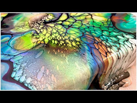 #241 Acrylic pouring Bloom technique fluid art. ColourArte Primary Elements pigments polypour