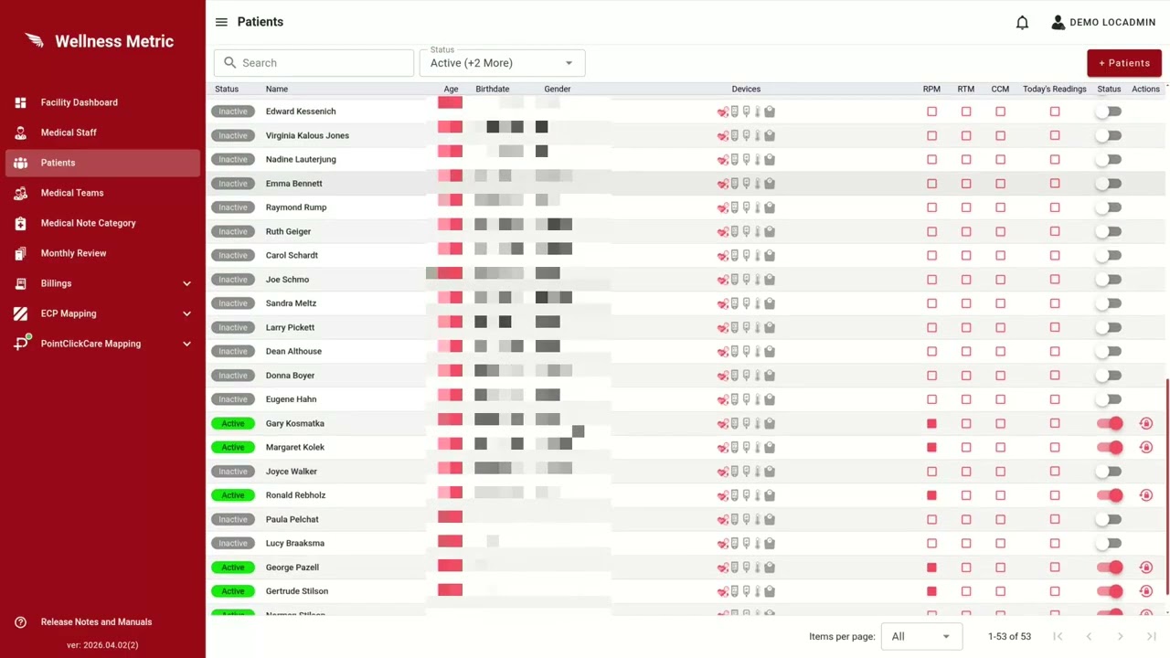 ECP to Wellness Metric Patient Mappings