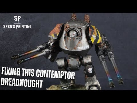How to Paint: Iron Warriors Contemptor Dreadnought and fix big painting mistakes!