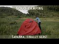 Solo Camping Spring Wilderness Adventure On A Savanna Making Grilled Chicken And Spaghetti ASMR