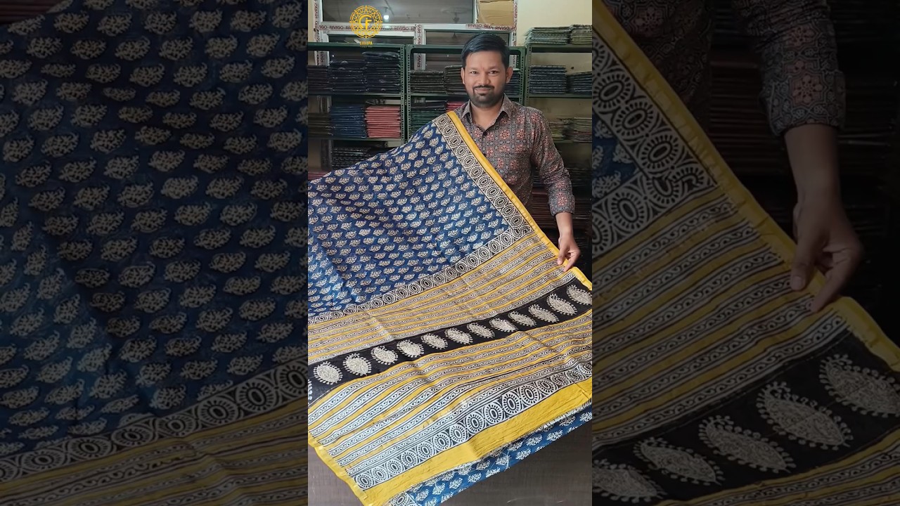 Traditional Hand Block Bagru Printed Chanderi Silk Saree With Blouse. #fashion #silkclothing #reels