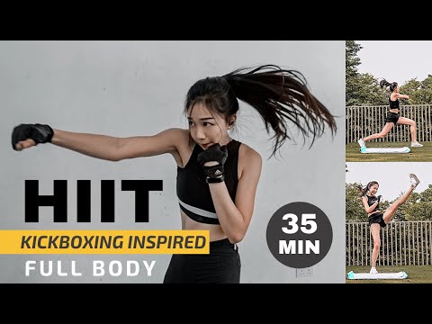 35 MIN Full Body Kickboxing HIIT #V1 + Core Workout (No Equipment) // 35分钟全身高强度拳击训练 thumnail