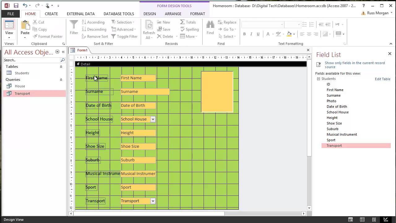 Creating Forms in Access 2013