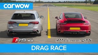 Porsche 911 GTS vs Audi RS4 - DRAG RACE, ROLLING RACE AND BRAKE TEST