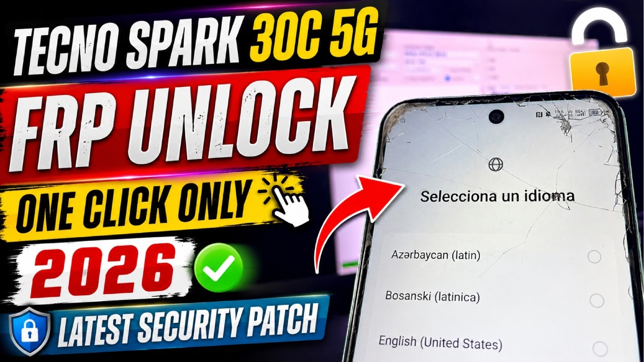 TECNO SPARK 30C 5G FRP Unlock 🔓 | One Click Only | 2026 Security Patch | Latest Security Patch