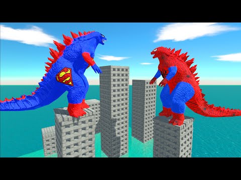 Superman Godzilla 2014 vs Spiderman Godzilla 2014 At Building - ARBS