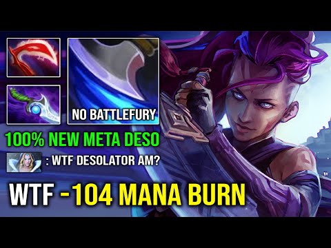 WTF -104 Mana Burn Per Hit First ITEM Diffusal Blade Anti Mage No Need Battlefury Dota 2