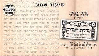 שיעור מוקלט לכבוד פרשת שלח לך, ביאור על דב״ק של רבי צדוק הכהן מלובלין זיע״א, צדקת הצדיק, פיס׳ מו׳
