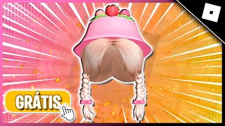 RÁPIDO! COMO PEGAR CABELO LOIRO COM CHAPÉU ROSA DE MORANGO FÁCIL GRÁTIS NO ROBLOX