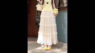 Cloud Nine - High Rise Plain Accordion Pleated Maxi A-Line Skirt