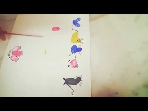 animals and flowers draw thumbprint