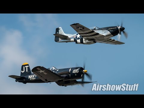 P-51 Mustang and F4U Corsair Formation Flybys (Class of '45) - Battle Creek Airshow 2018