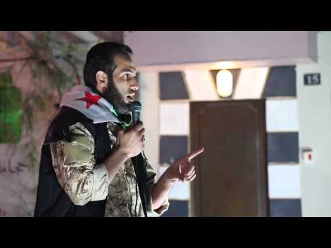 كلمة صقر أبو قتيبة (مصطفى برو) في احتفالية الثورة السورية في حي صلاح الدين