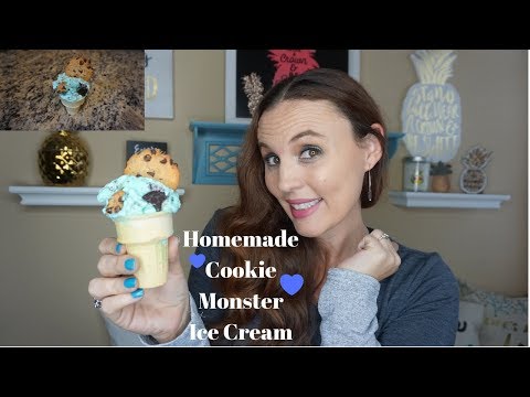 Homemade Cookie Monster Ice cream! Kid approved