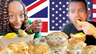 Brits Try Biscuits and Gravy For The First Time In The USA!