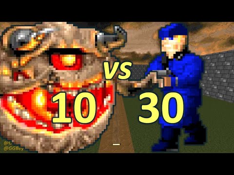 10 Pain Elementals vs 30 Wolfenstein SS - Monster Infighting - Doom II Retro Battles