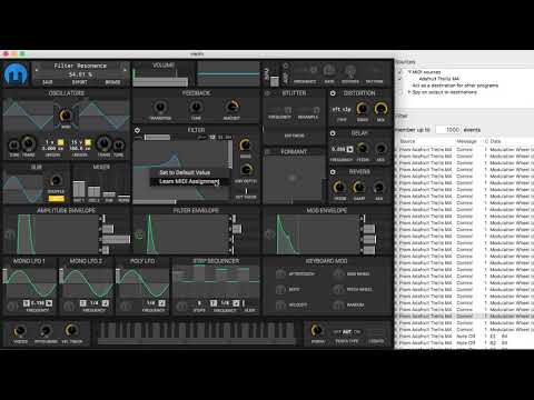 Trellis M4 x-axis MIDI Tilt to Filter Sweep in Helm Synthesizer @adafruit @johnedgarpark #adafruit
