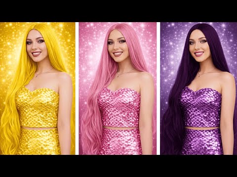 PINK, GOTH or GOLD Mermaid Makeover 💖💛🖤 How to Turn into a Mermaid