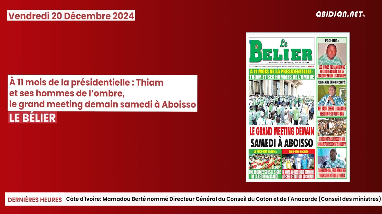 Le titrologue du 20 12 2024 - À 11 mois de la présidentielle : Thiam et ses hommes de l’ombre...