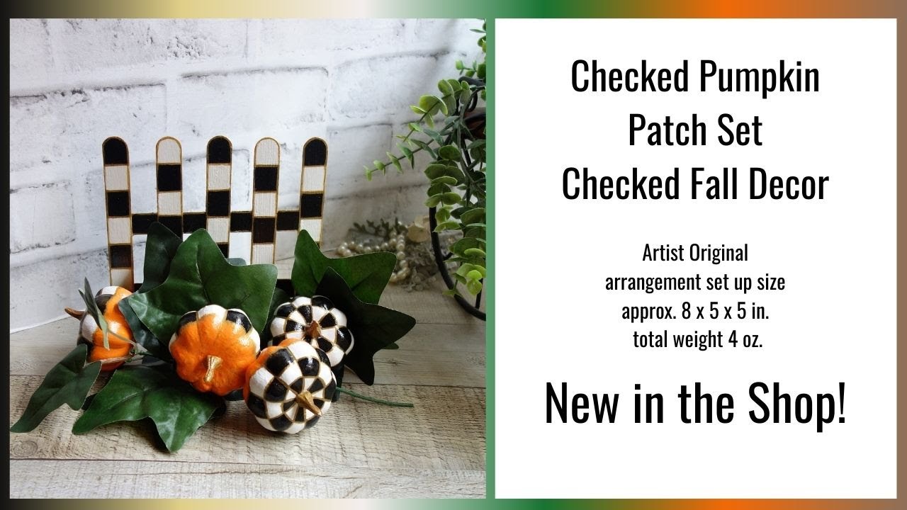 Checked Pumpkin Decor Checked Fall Decor Checked Thanksgiving Decor DIY Pumpkin Patch Set