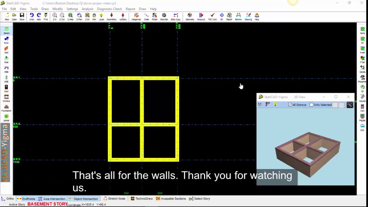 Drawing wall in StatiCAD