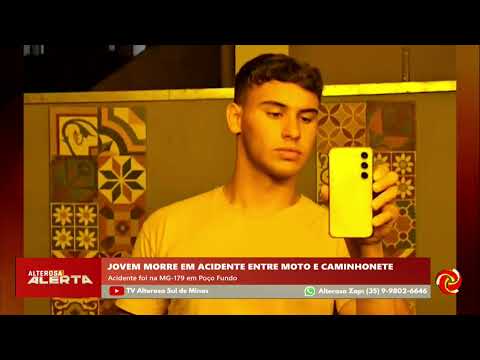 Jovem morre em acidente entre moto e caminhonete em Poço Fundo