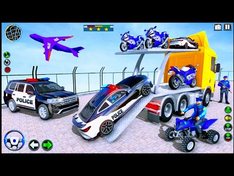 us police car and ATV Transporter driving- Android game play #2