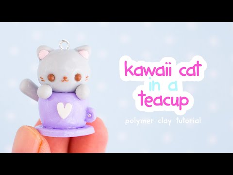 How To Make a Kawaii Cat in a Teacup ~ Polymer Clay Tutorial