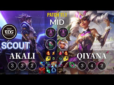 EDG Scout Akali vs Qiyana Mid - KR Patch 11.1