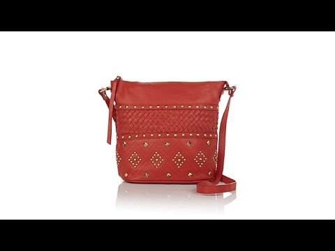 Sharif Pebbled Leather Studded Shoulder Bag