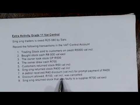 Explanation of extra activity VAT Control Gr 11