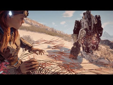 Horizon Zero Dawn gameplay - Killing a SAWTOOTH With A ROCK (Horizon Zero Dawn tips and tricks) Video